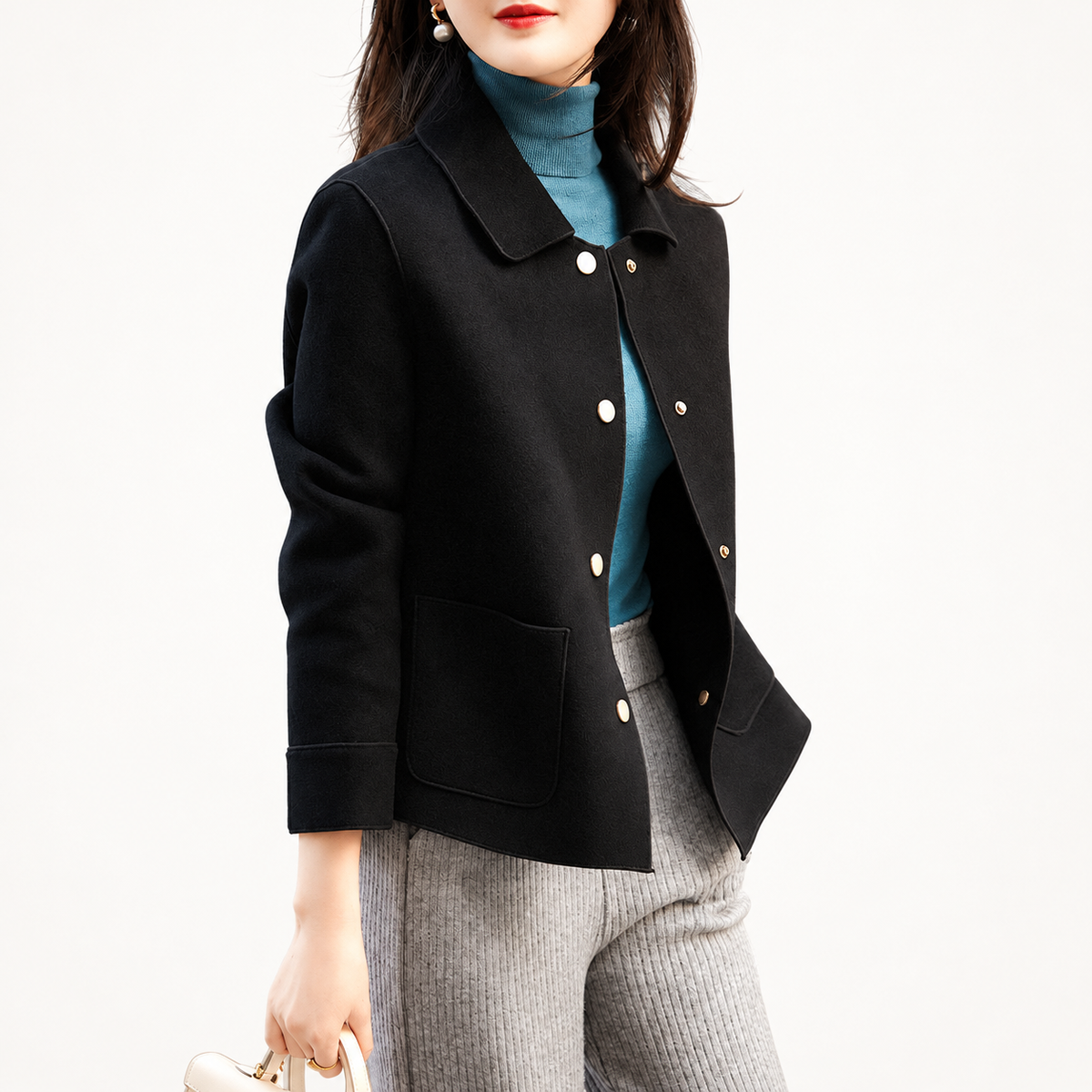 ADELAIDE™ - Cozy Button Front Long Sleeve Collared Coat