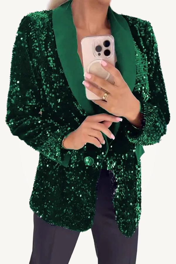 LUXARA™ -Shimmer Sequin Blazer
