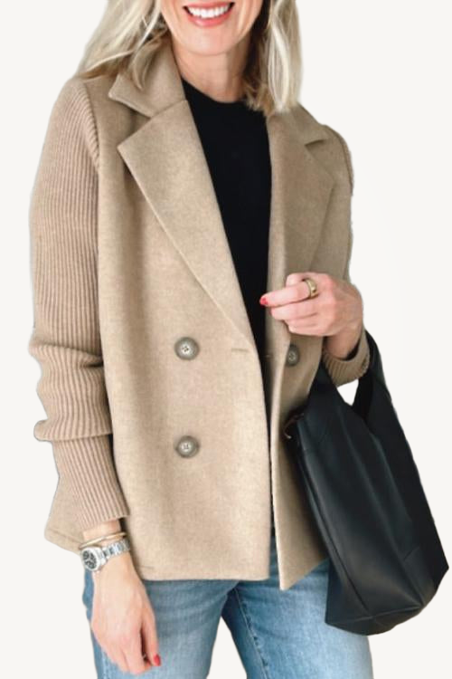 SORELLE™ - Elegant Knit-Sleeve Blazer