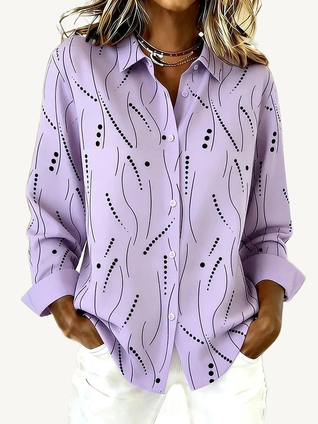 Wisteria | Squiggle-Print Button-Front Blouse