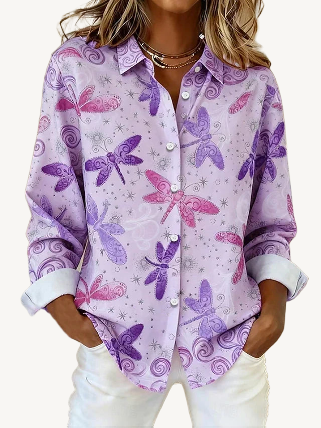 Nessie | Whimsical Butterfly Print Button Blouse