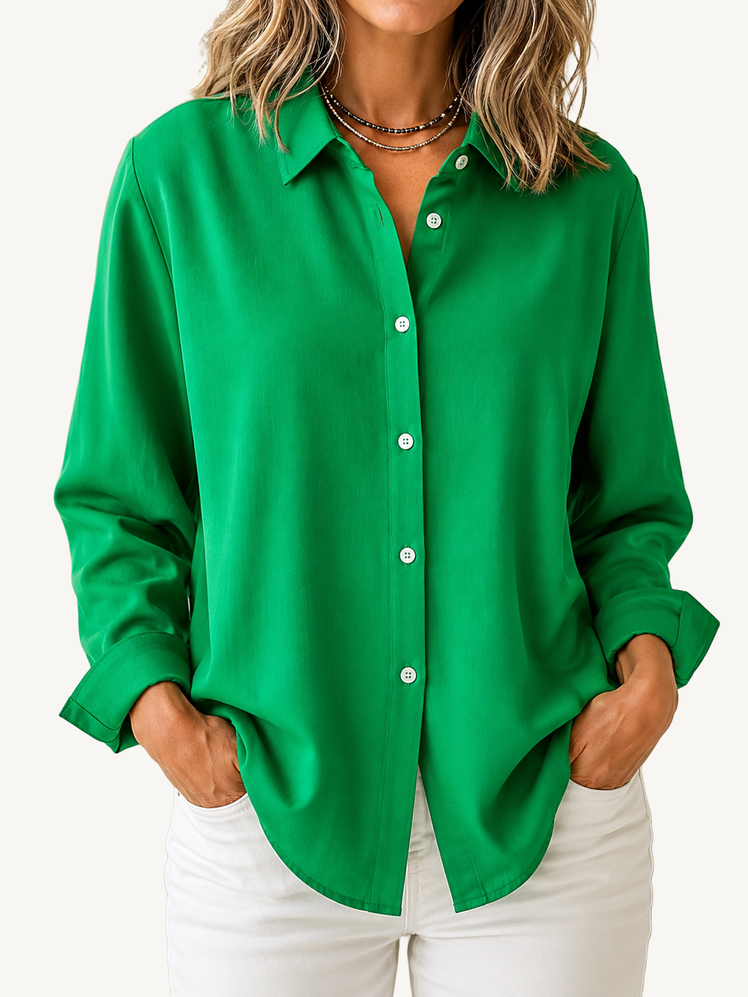 Mesa | Classic Solid Button Front Blouse