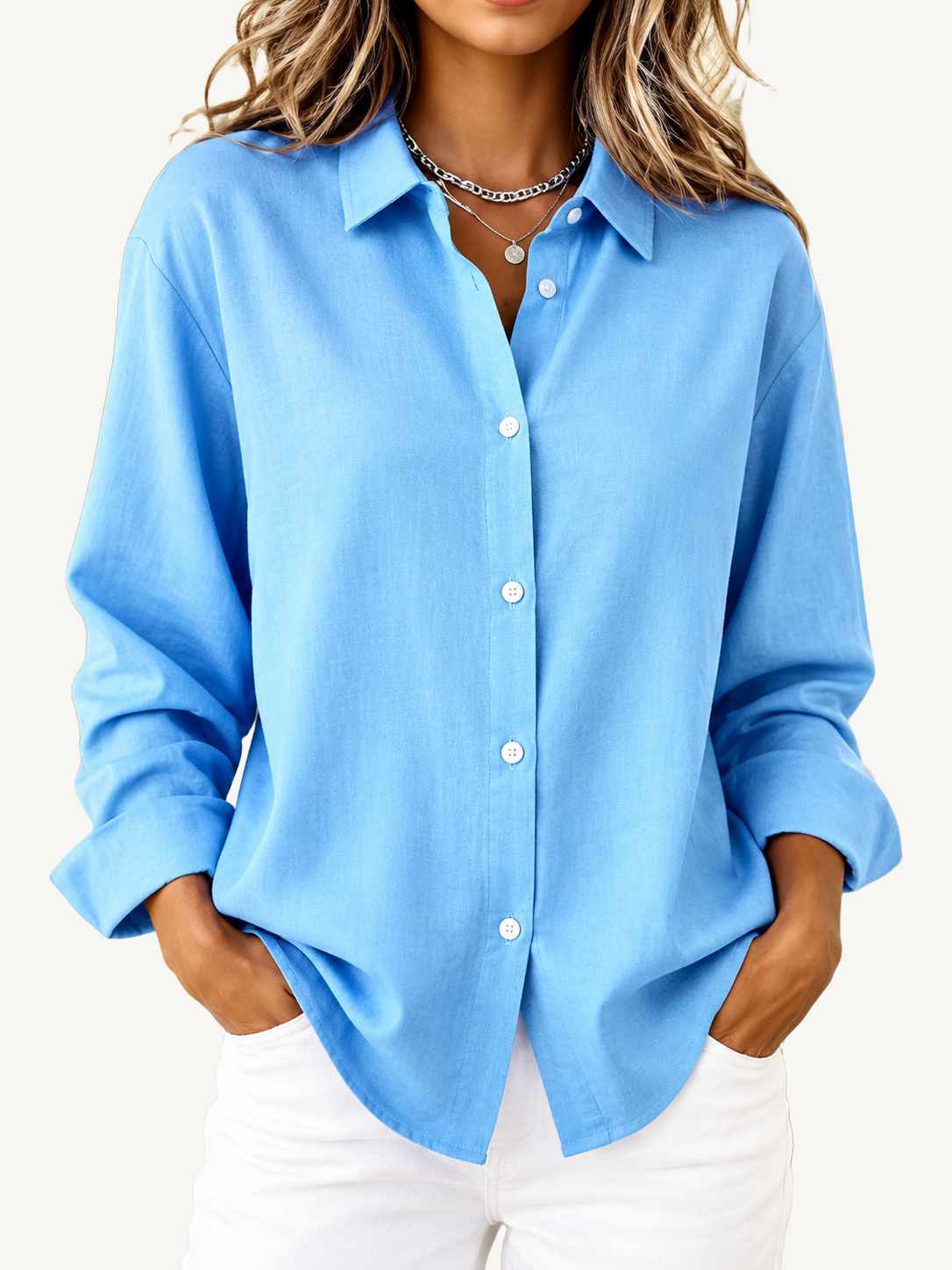 Mesa | Classic Solid Button Front Blouse