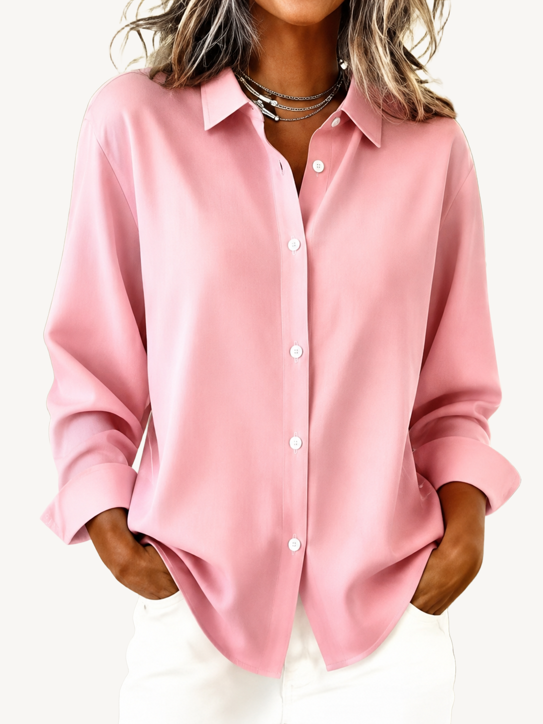 Mesa | Classic Solid Button Front Blouse