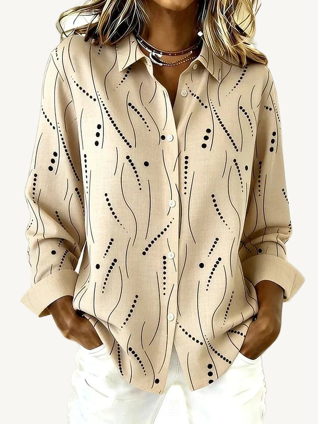 Heather | Line & Dot Print Collared Blouse