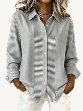 Breezy | Textured Stripe Button-Front Blouse