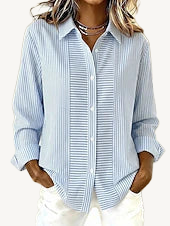 Breezy | Textured Stripe Button-Front Blouse