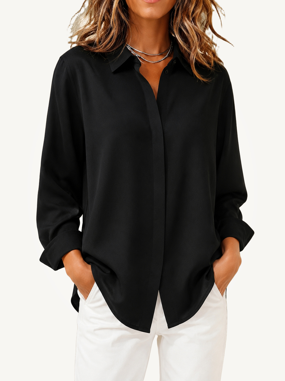 Beaumont | Relaxed Collared Button-Front Blouse