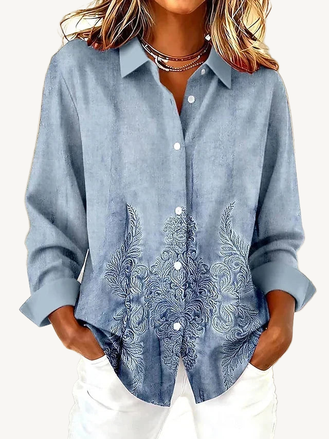Tartan | Vintage Botanical Print Button Blouse