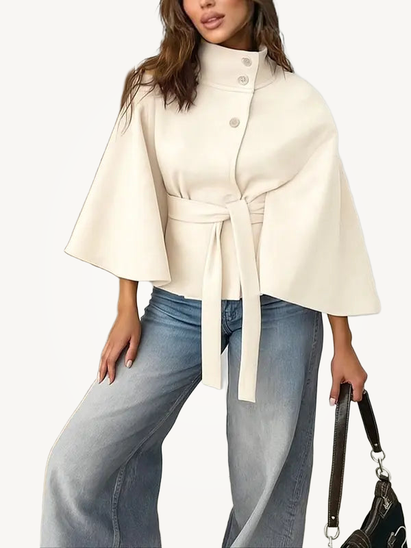 THELMA™ - Women’s Front Buckle Belted Wool Cape Coat for Fall & Winter