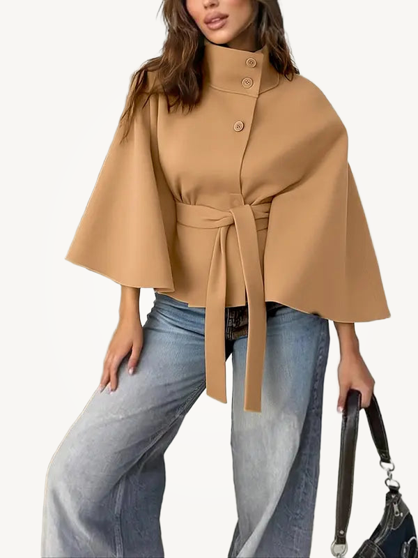 THELMA™ - Women’s Front Buckle Belted Wool Cape Coat for Fall & Winter