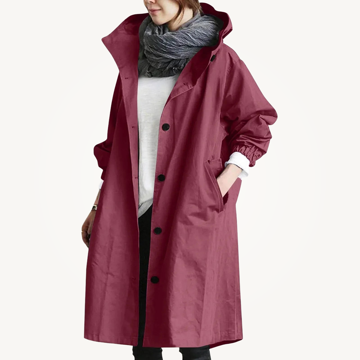 Catherine | Hooded Longline Trench Coat