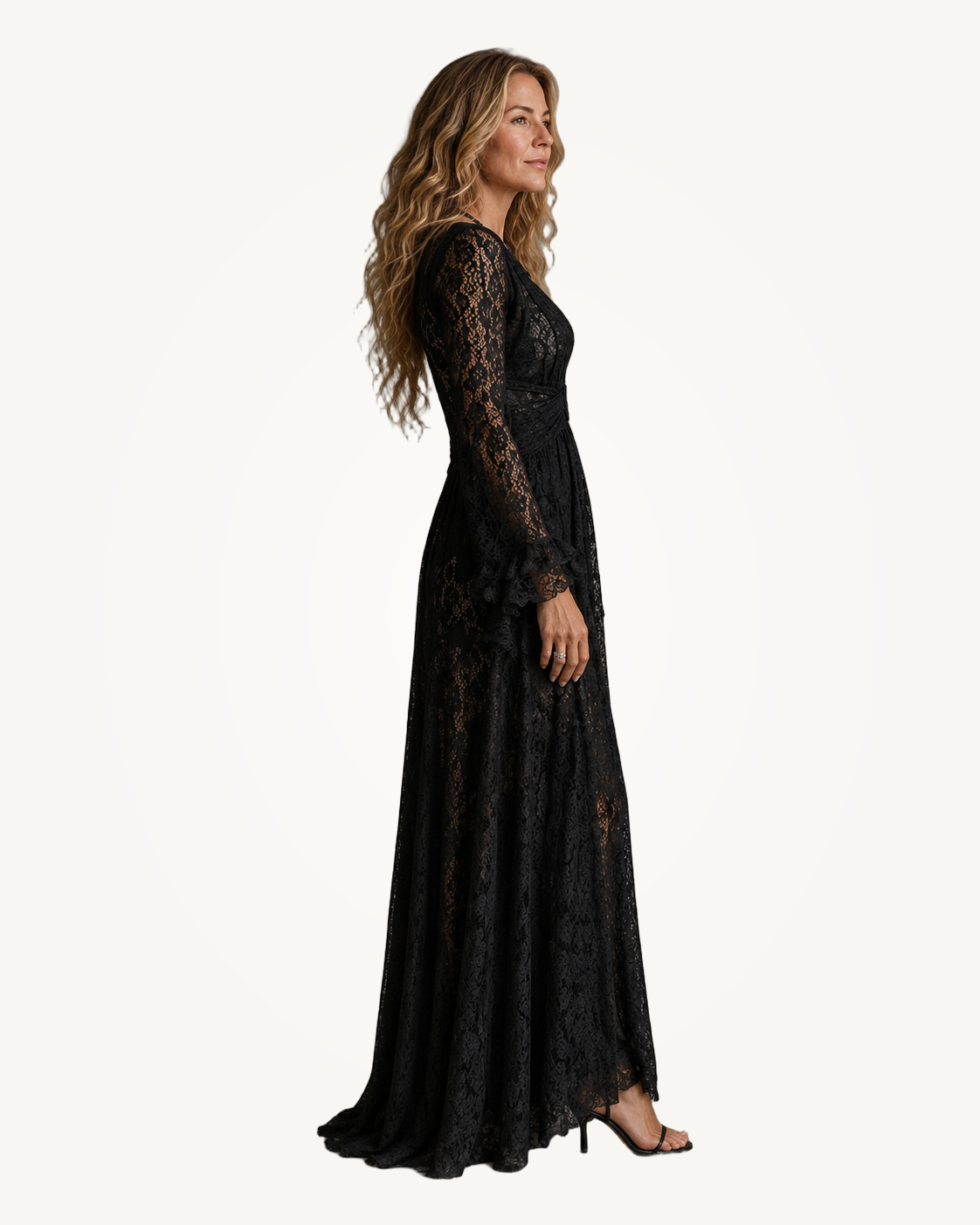 Morgana | Black Plunge V-Neck Sleeve Maxi Dress
