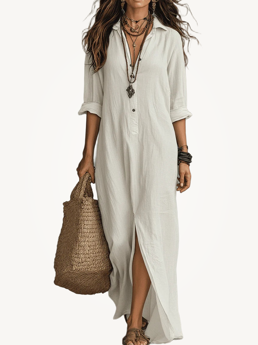 Mia | Long Black Maxi Dress with Buttons