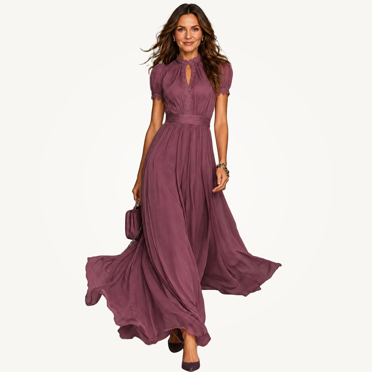 Elsa | Ruffle Neck Pleated Dress