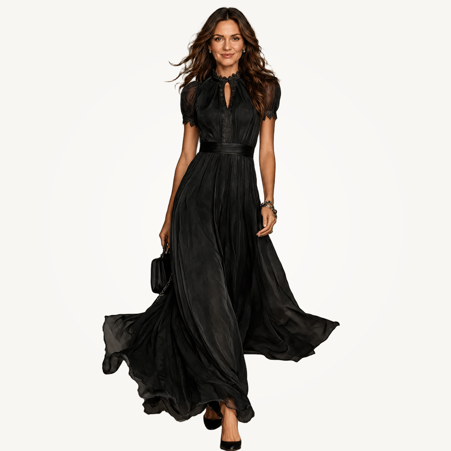 Elsa | Ruffle Neck Pleated Dress