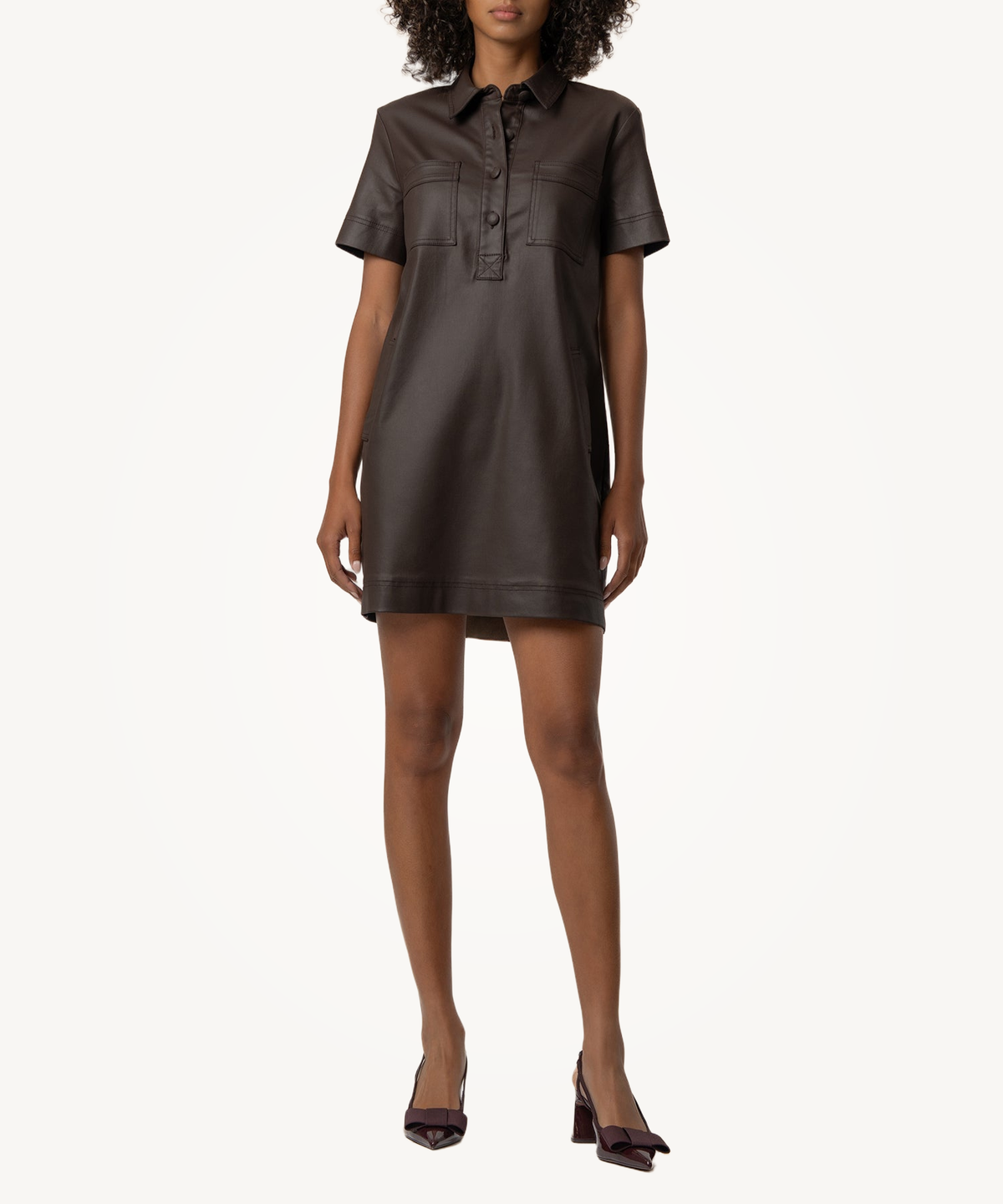 Tatiana Coated Dress in Chocolate