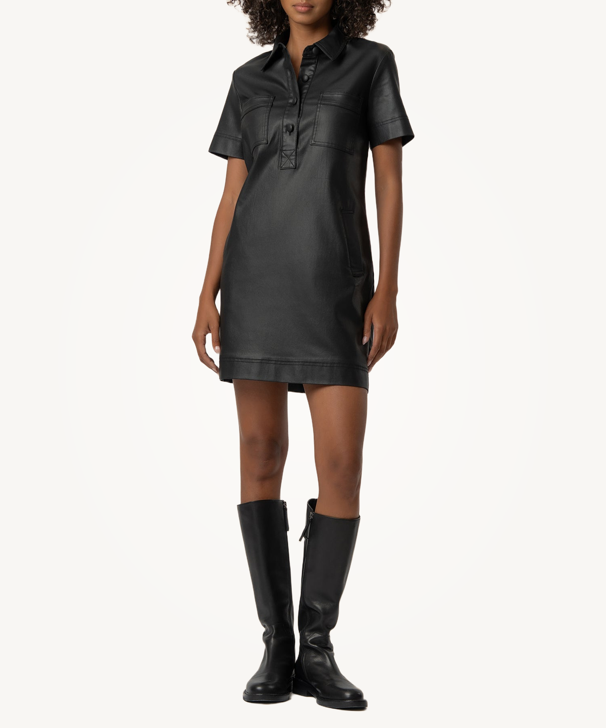 Tatiana Coated Dress in Black