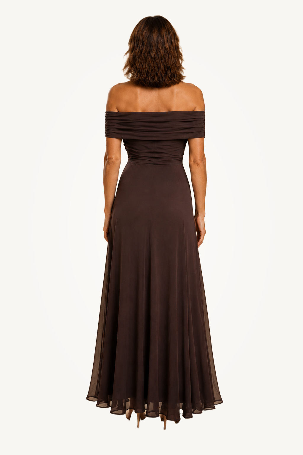 Rosetta | Chocolate One-Shoulder Draped Maxi Dress
