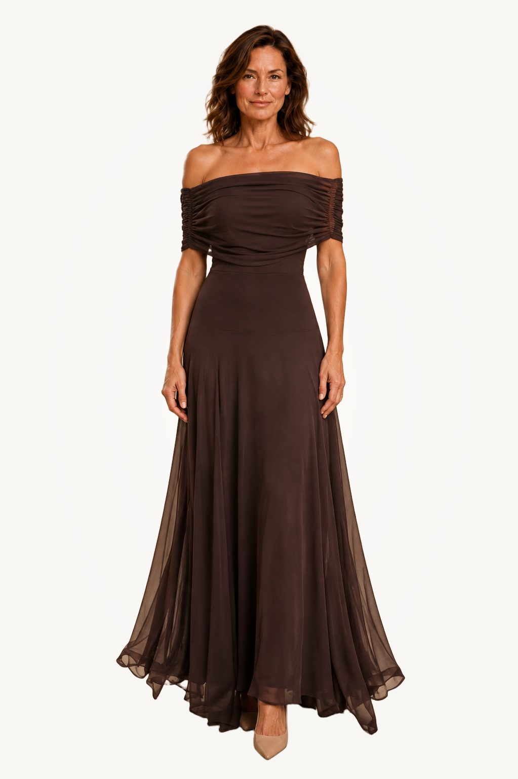 Rosetta | Chocolate One-Shoulder Draped Maxi Dress