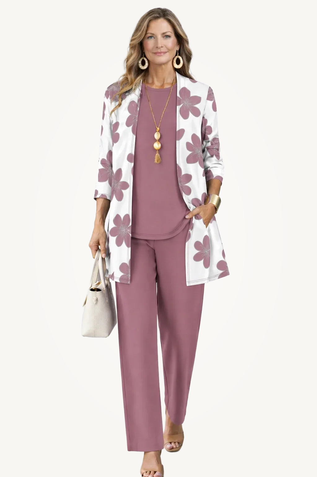 Marianne | Dusty Rose Floral Three-Piece Set