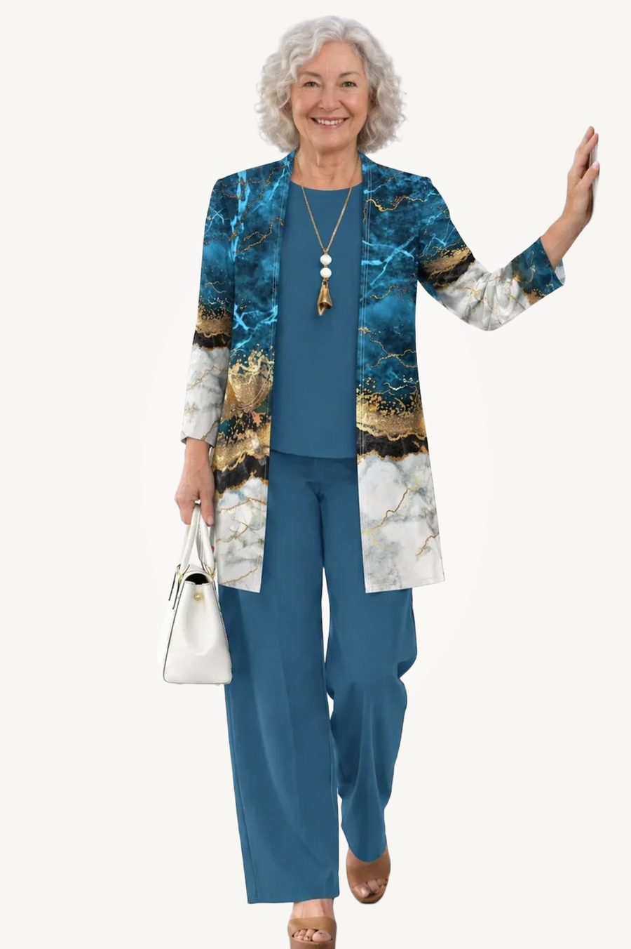 Juno | Teal & Gold Marble Three-Piece Set