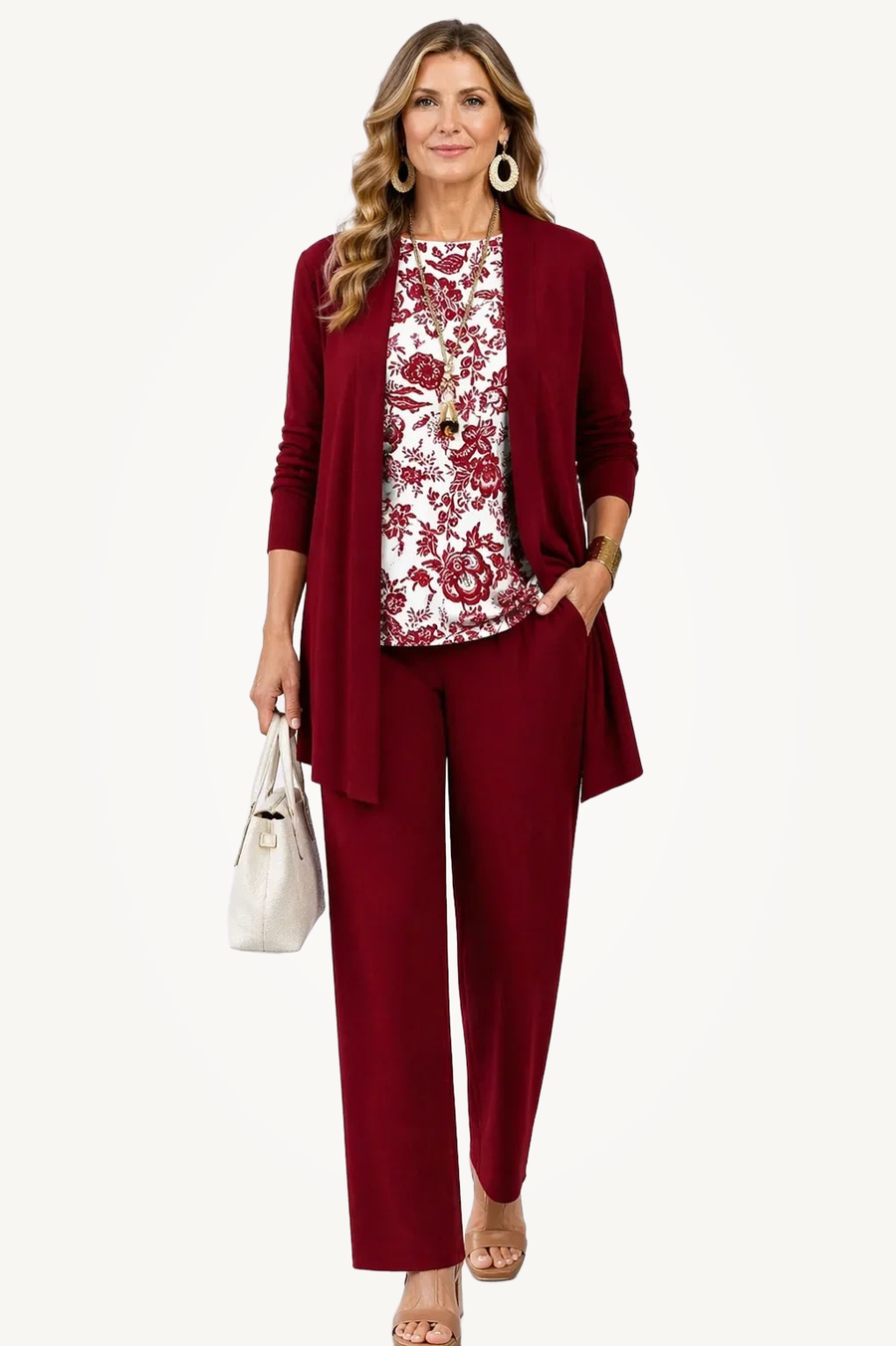 Holly | Burgundy Floral Three-Piece Set