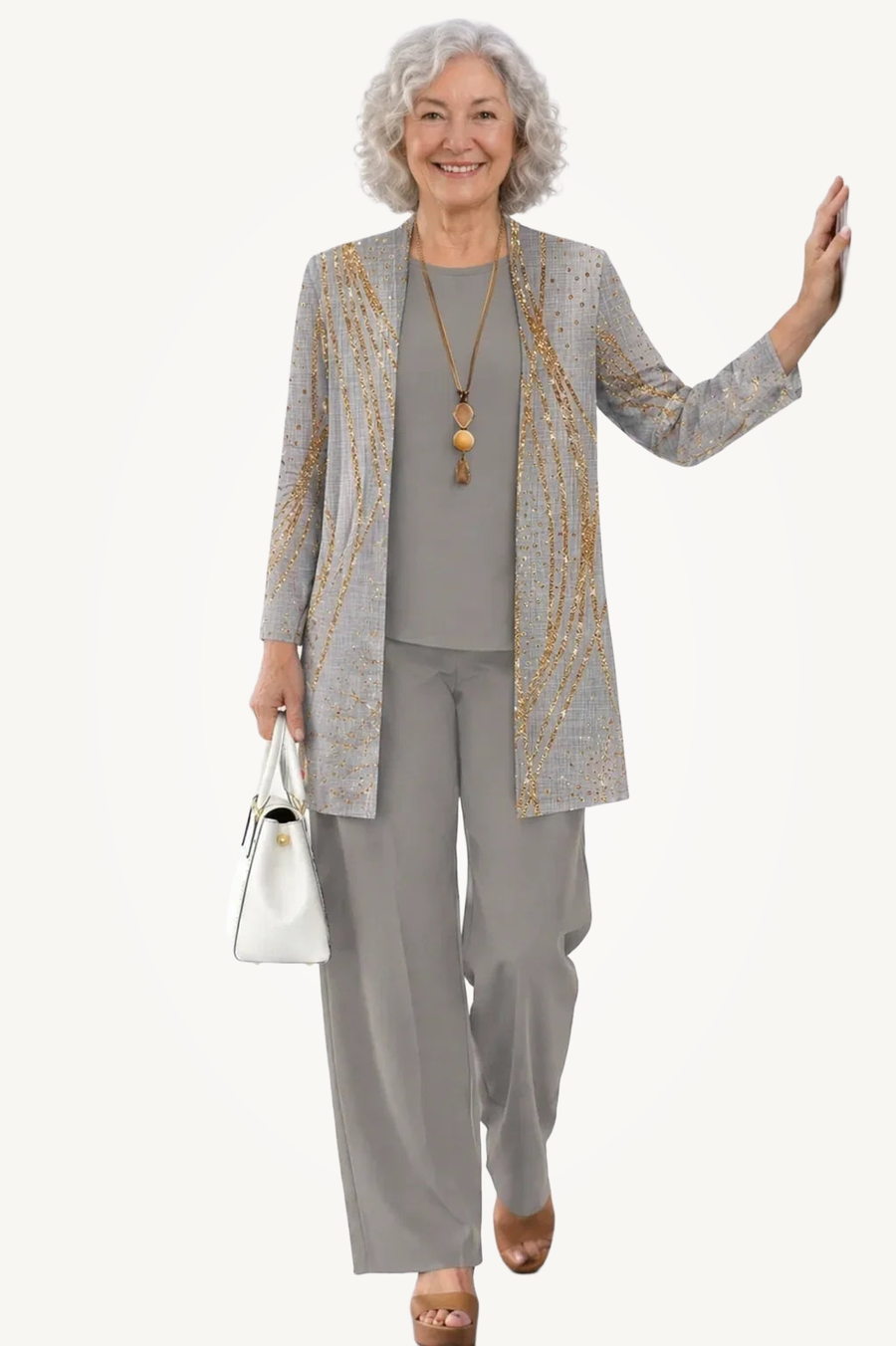 Azura | Dove Grey and Gold Three-Piece Set