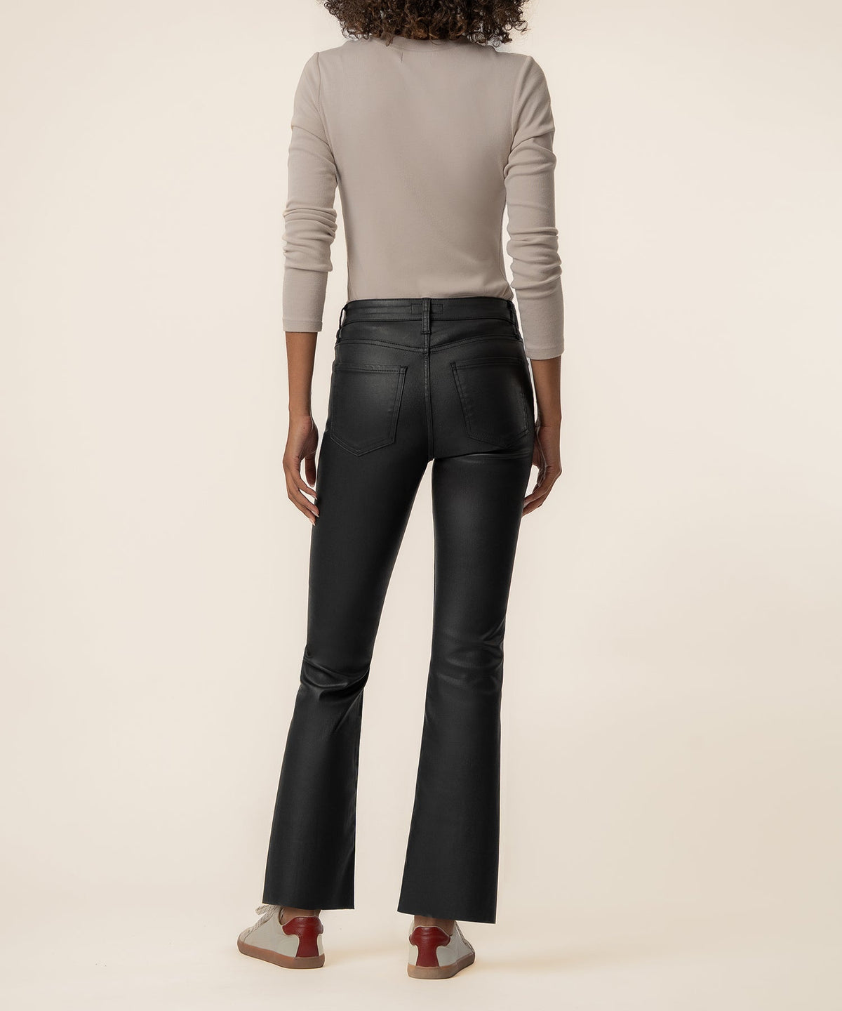 Kelsey Coated High Rise Ankle Flare in Black