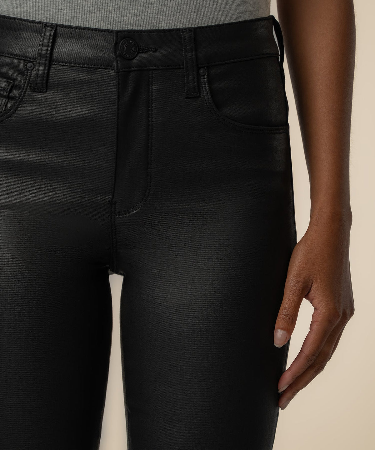 Ana Coated High Rise Flare in Black