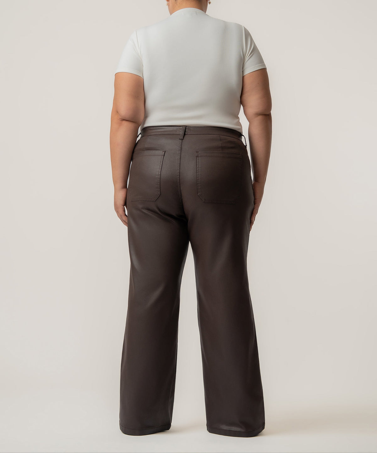 Jodi Coated High Rise Wide Straight Leg, Plus in Chocolate