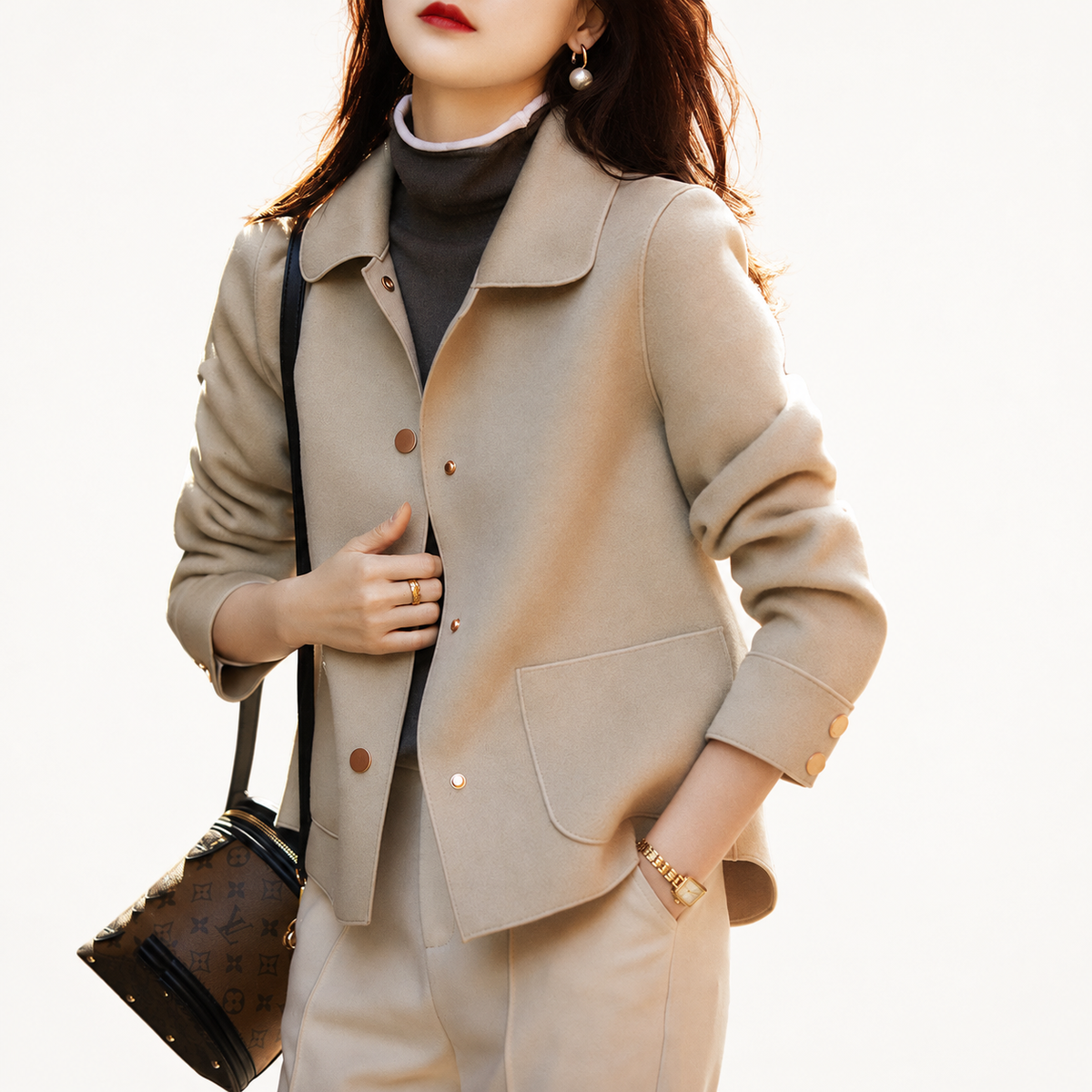 ADELAIDE™ - Cozy Button Front Long Sleeve Collared Coat